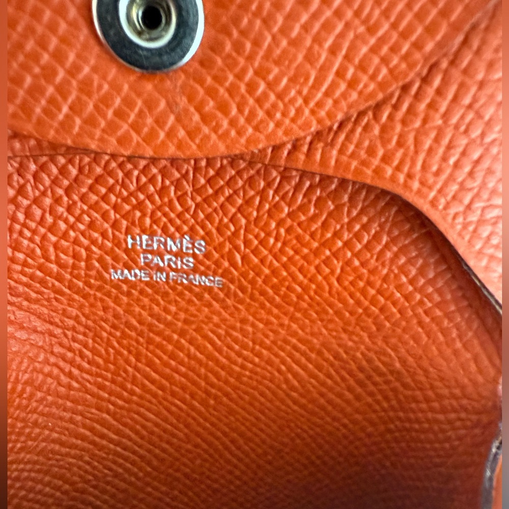 HERMES Orange Leather Wallet,  full inclusion, authenticity card - Picture 11 of 14